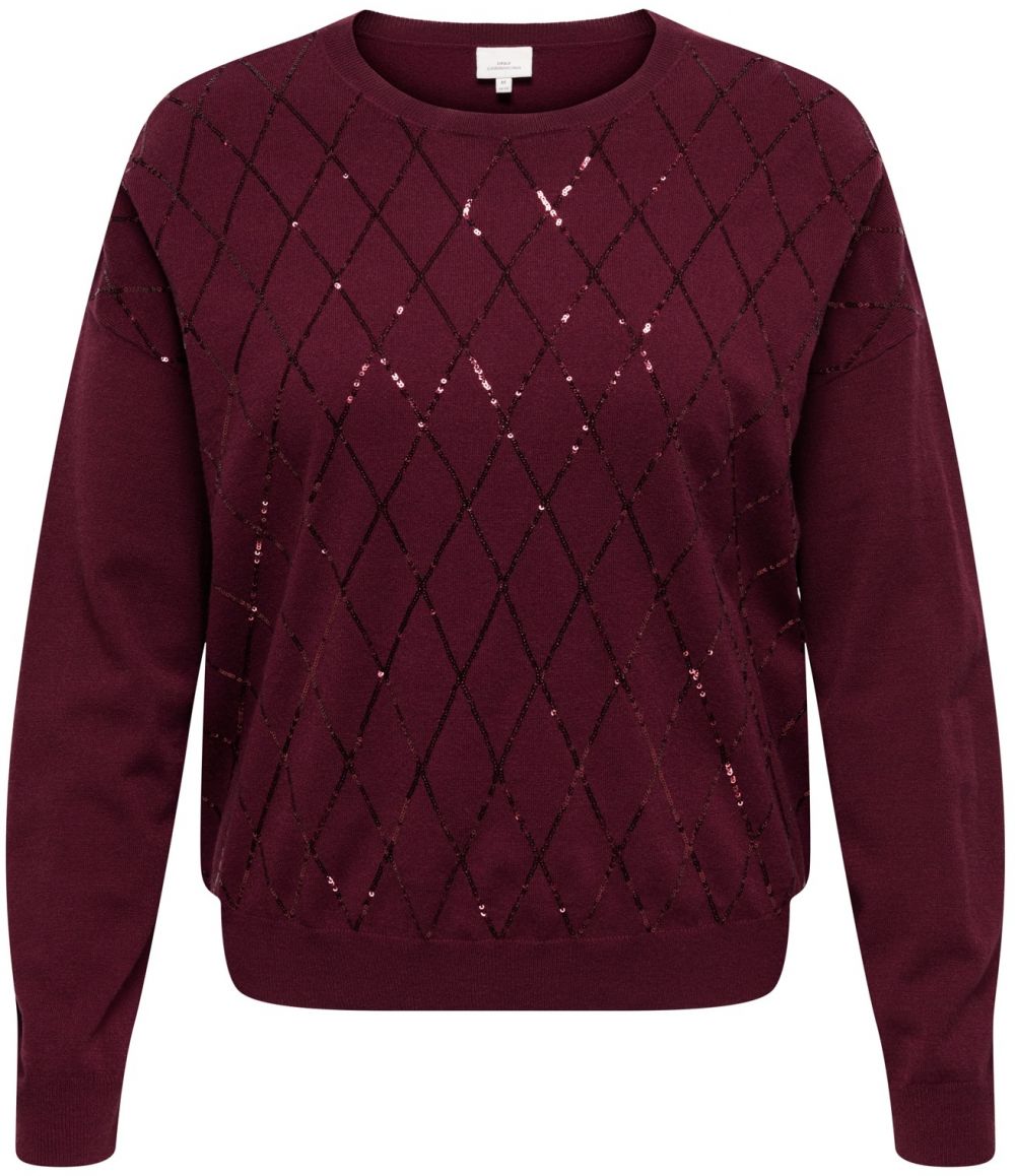 ONLY Carmakoma Sveter 'CARHALIFAX'  vínovo červená