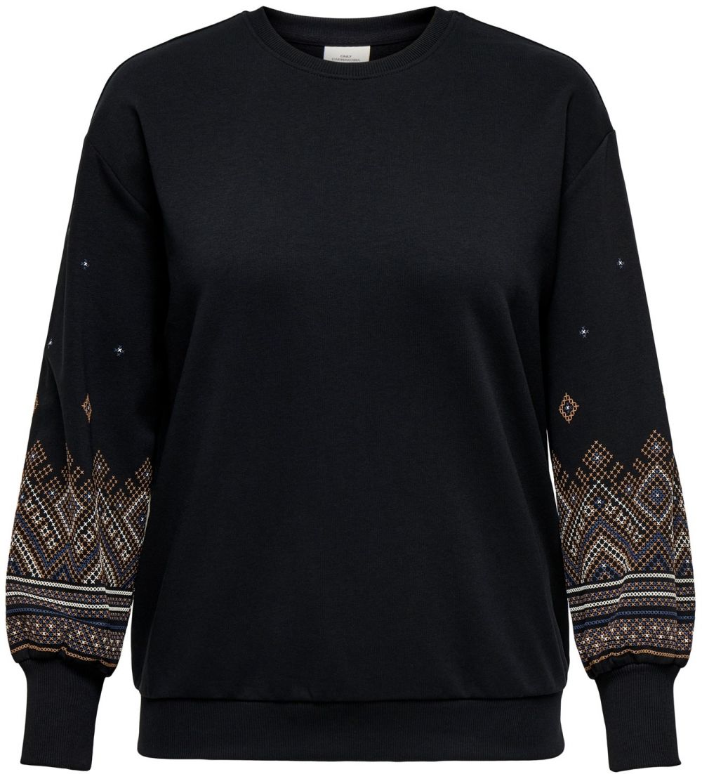 ONLY Carmakoma Mikina 'CARBrooke'  zafírová / oranžová / čierna / biela