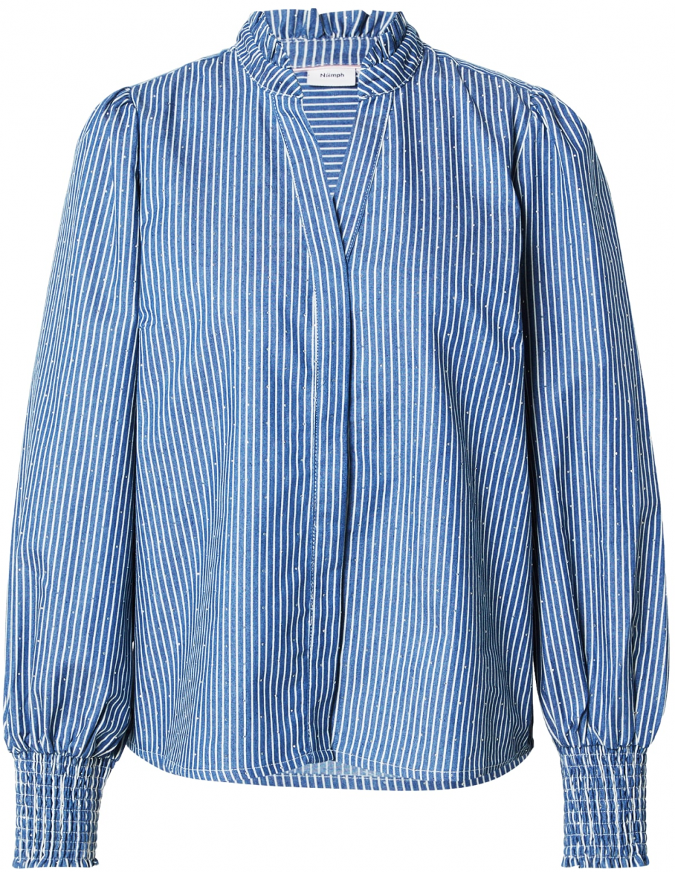 NÜMPH Blúzka 'Emilie'  modrá denim / biela