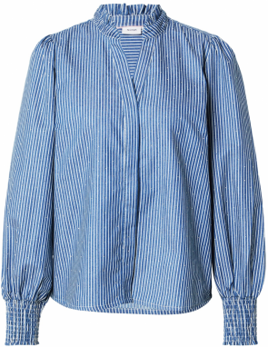 NÜMPH Blúzka 'Emilie'  modrá denim / biela