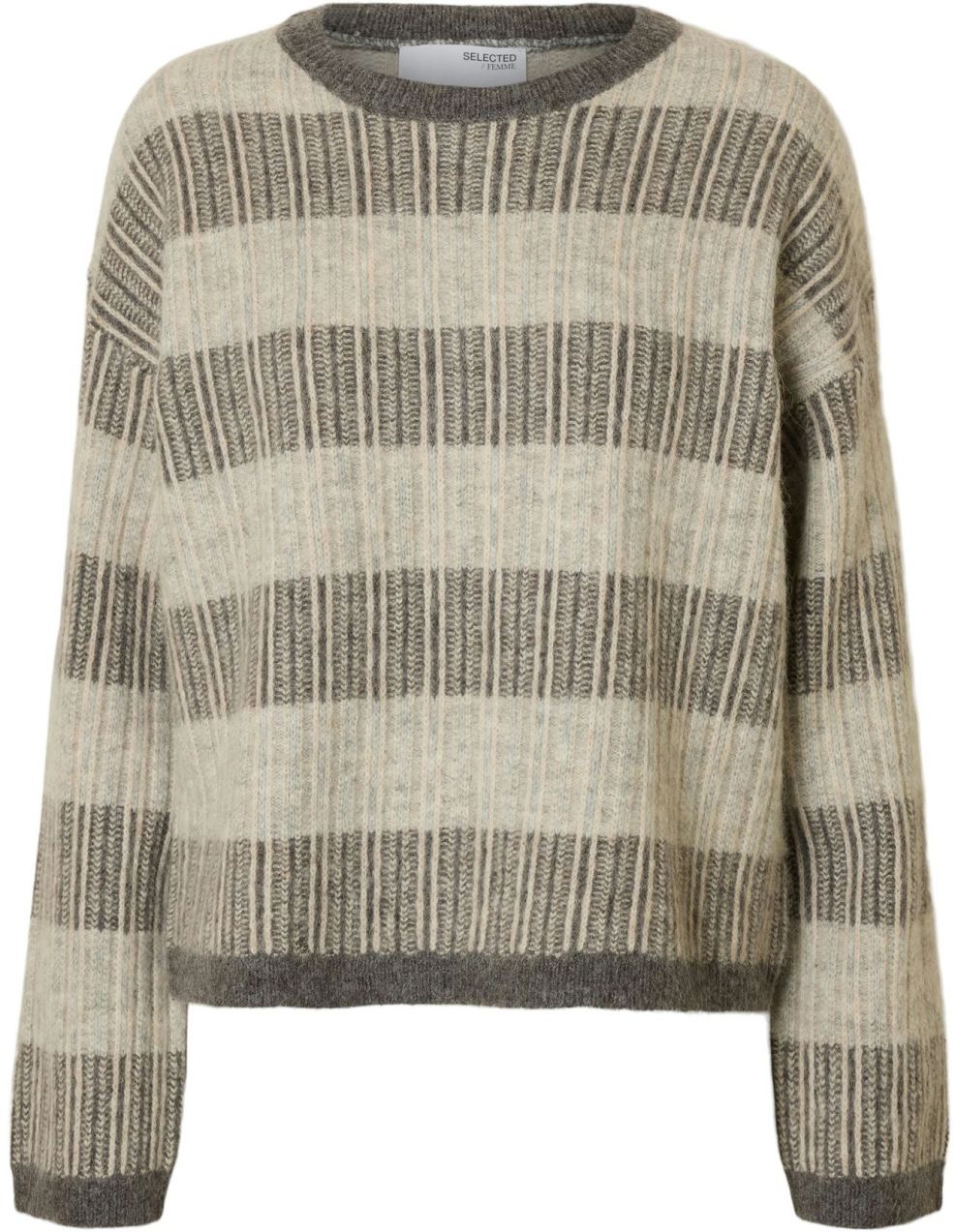 SELECTED Sveter 'SLFALVA'  sivá / sivá melírovaná