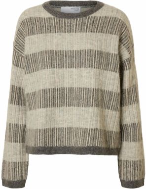 SELECTED Sveter 'SLFALVA'  sivá / sivá melírovaná