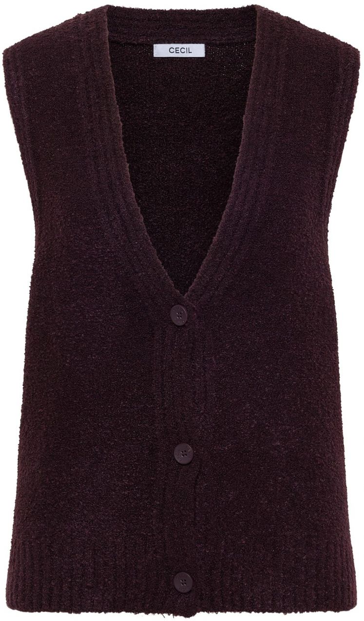 CECIL Pletená vesta  baklažánová