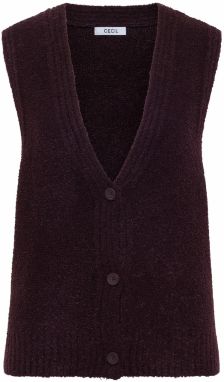 CECIL Pletená vesta  baklažánová