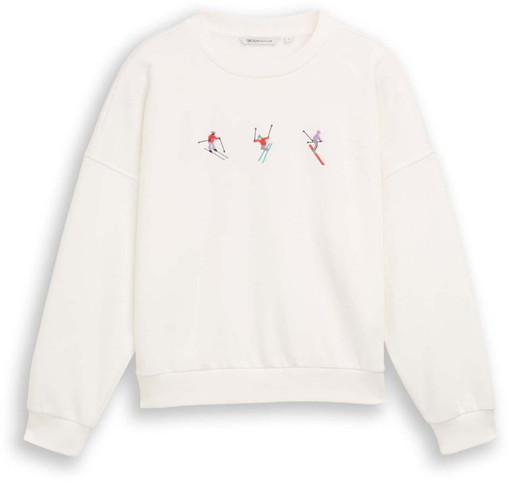 TOM TAILOR DENIM Mikina  tyrkysová / levanduľová / červená / šedobiela