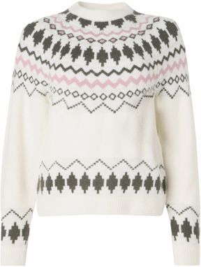 VILA Sveter 'VIPEYSA'  olivová / ružová / biela