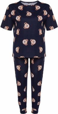 Trendyol Curve Pyžamo  nebielená / indigo / hnedá / mokka