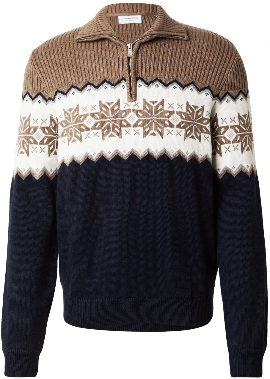 Lindbergh Sveter  tmavomodrá / mokka / biela