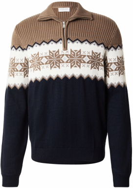 Lindbergh Sveter  tmavomodrá / mokka / biela