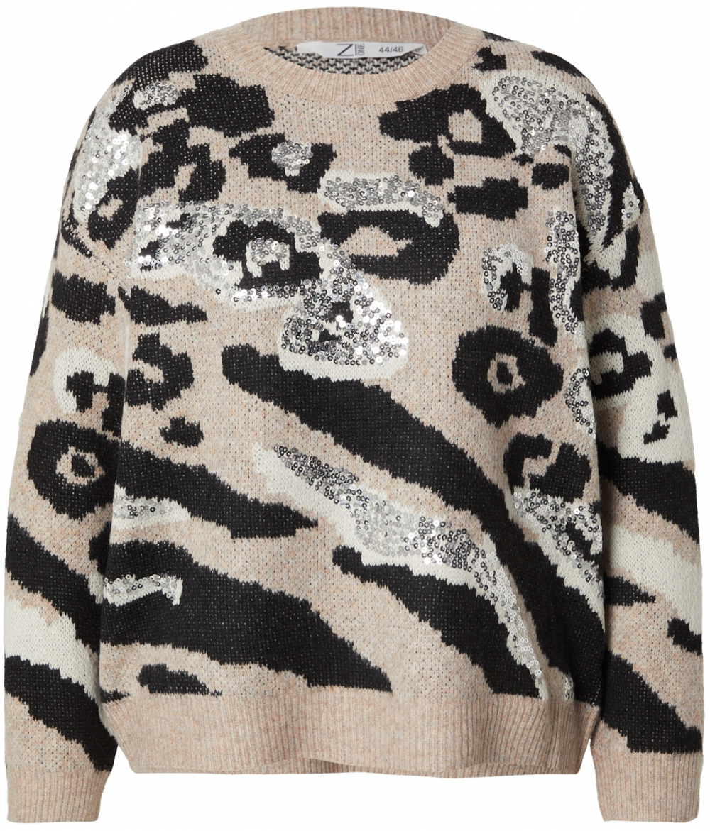 Z-One Sveter 'He44ather'  béžová / čierna / strieborná / prírodná biela