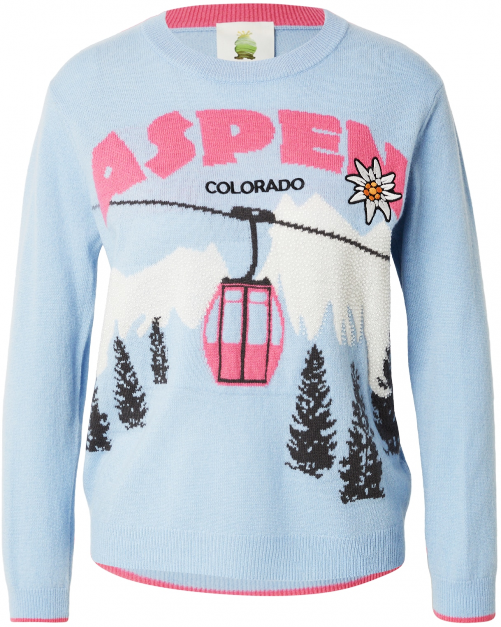PRINCESS GOES HOLLYWOOD Sveter 'Aspen'  nebesky modrá / svetloružová / čierna / biela