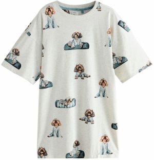 Next Nočná košieľka  modrá / svetlohnedá / svetlosivá / prírodná biela