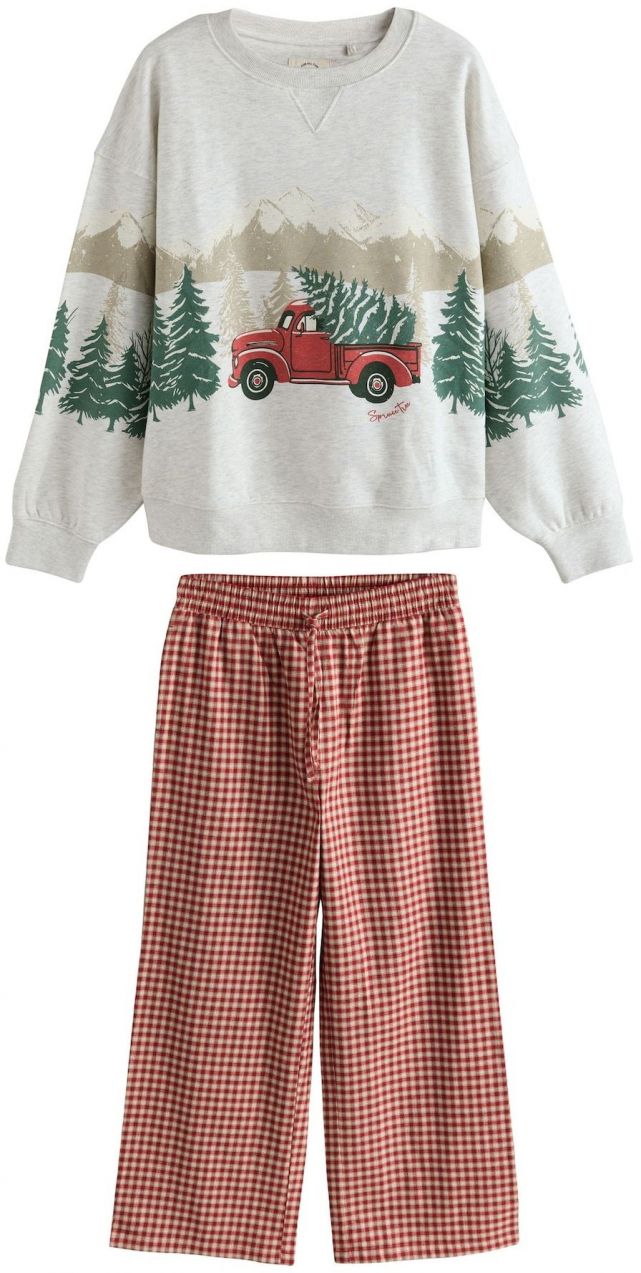 Next Pyžamo  sivá / zelená / kaki / červená