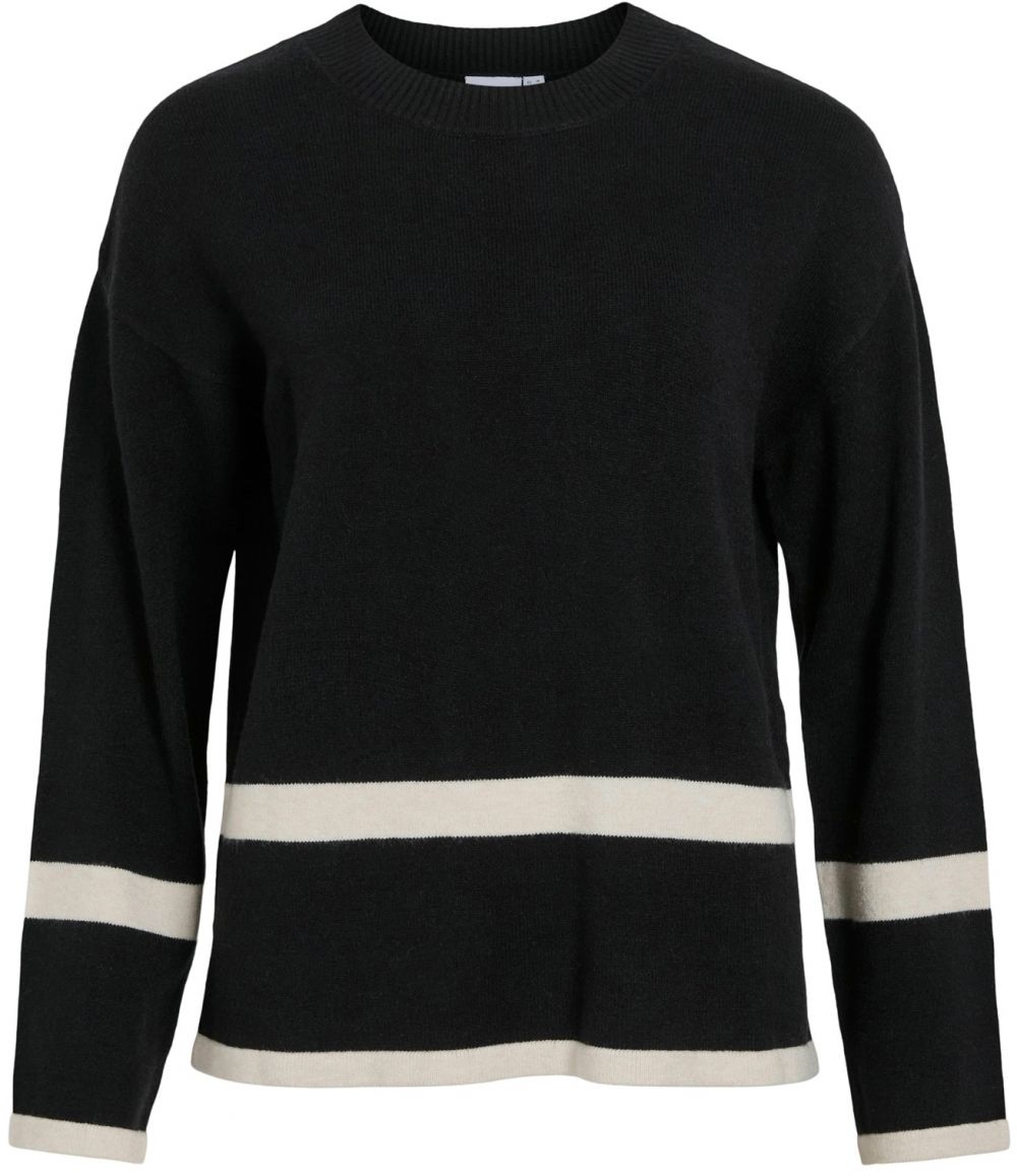 VILA Sveter 'VIRil'  čierna / biela ako vlna