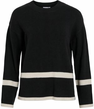 VILA Sveter 'VIRil'  čierna / biela ako vlna