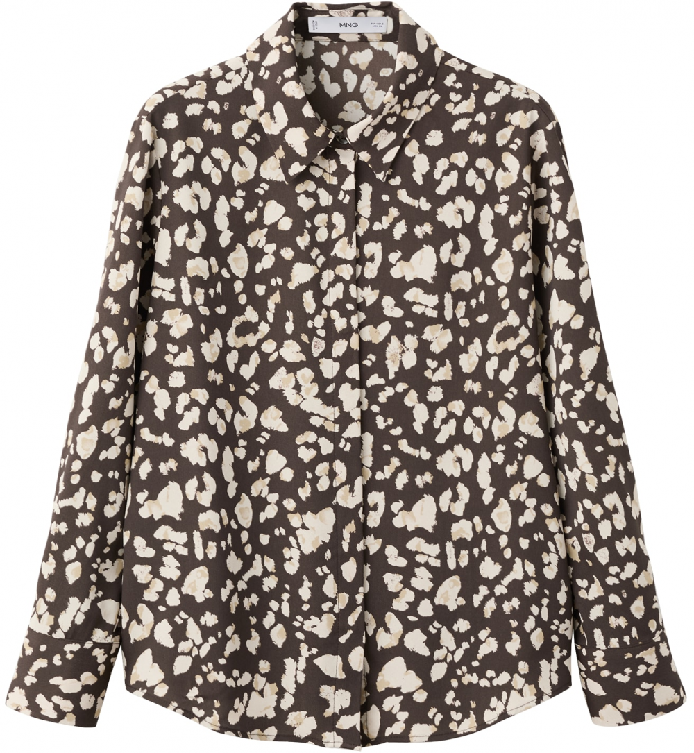 MANGO Blúzka  béžová / hnedá / šedobiela