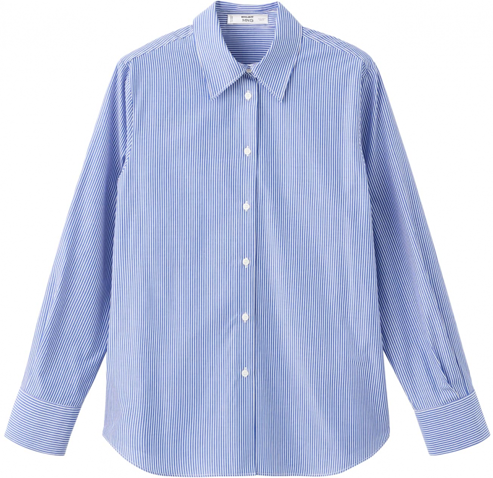 MANGO Blúzka  svetlomodrá / biela