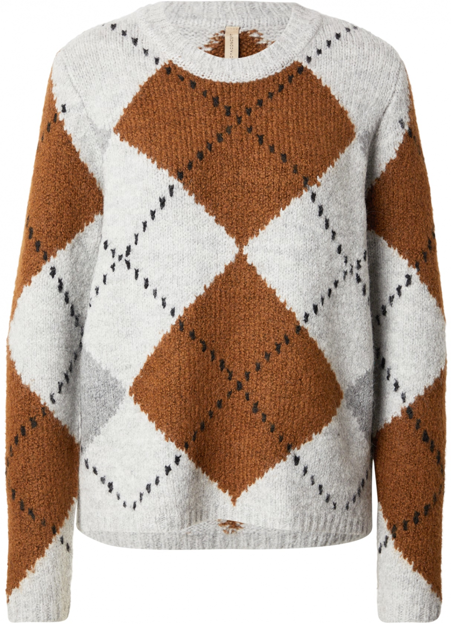 Soyaconcept Sveter 'ACACIE 1'  karamelová / svetlosivá / čierna