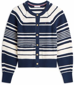TOMMY HILFIGER Kardigán  námornícka modrá / biela ako vlna
