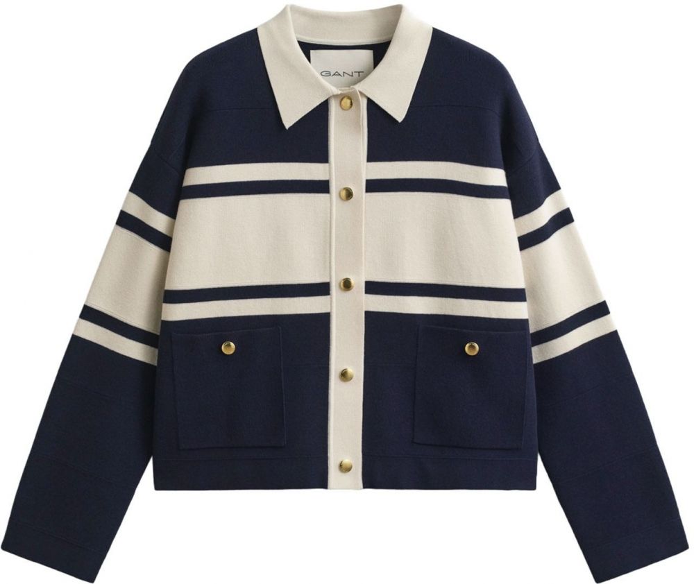 GANT Kardigán  námornícka modrá / biela