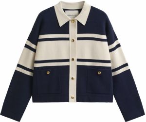 GANT Kardigán  námornícka modrá / biela