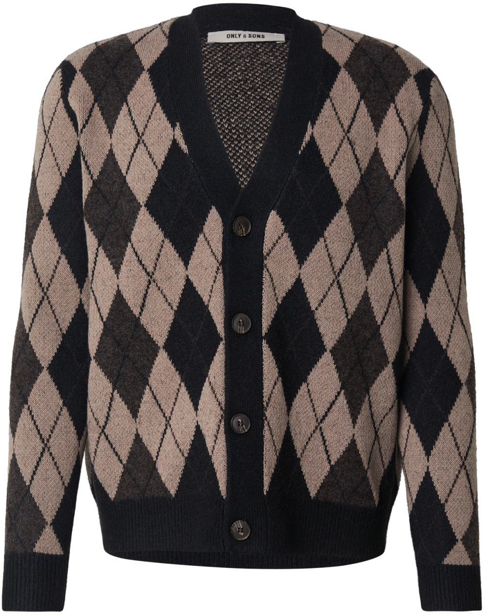 Only & Sons Kardigán 'ONSALLAN'  mokka / antracitová / čierna