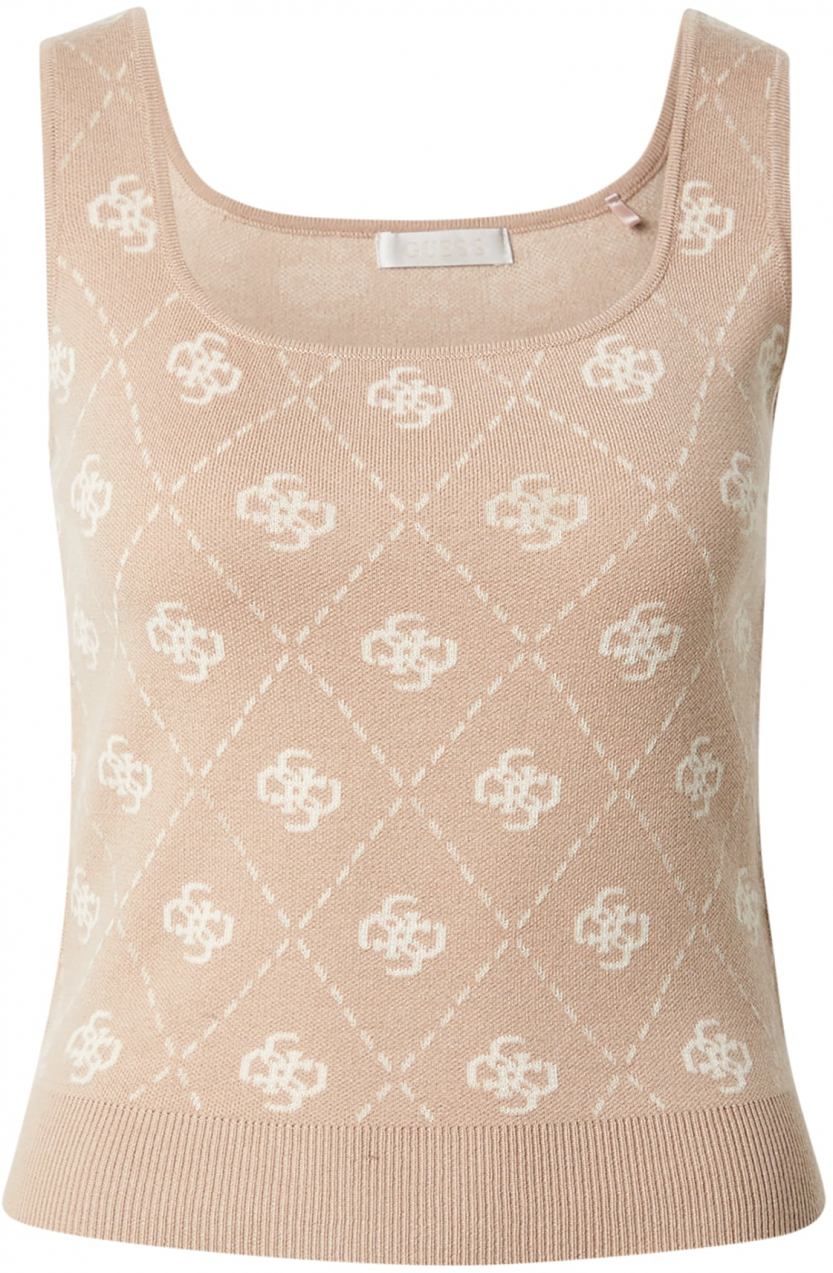 GUESS Vyšívaný top 'SARAH'  kapučíno / biela