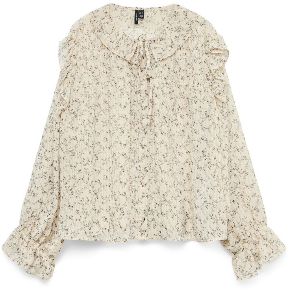 VERO MODA Blúzka 'VMPETRA'  nebielená / hnedá / čierna