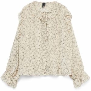 VERO MODA Blúzka 'VMPETRA'  nebielená / hnedá / čierna