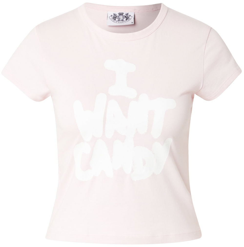 Juicy Couture Tričko 'I WANT CANDY'  rosé / biela