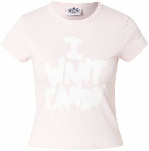 Juicy Couture Tričko 'I WANT CANDY'  rosé / biela