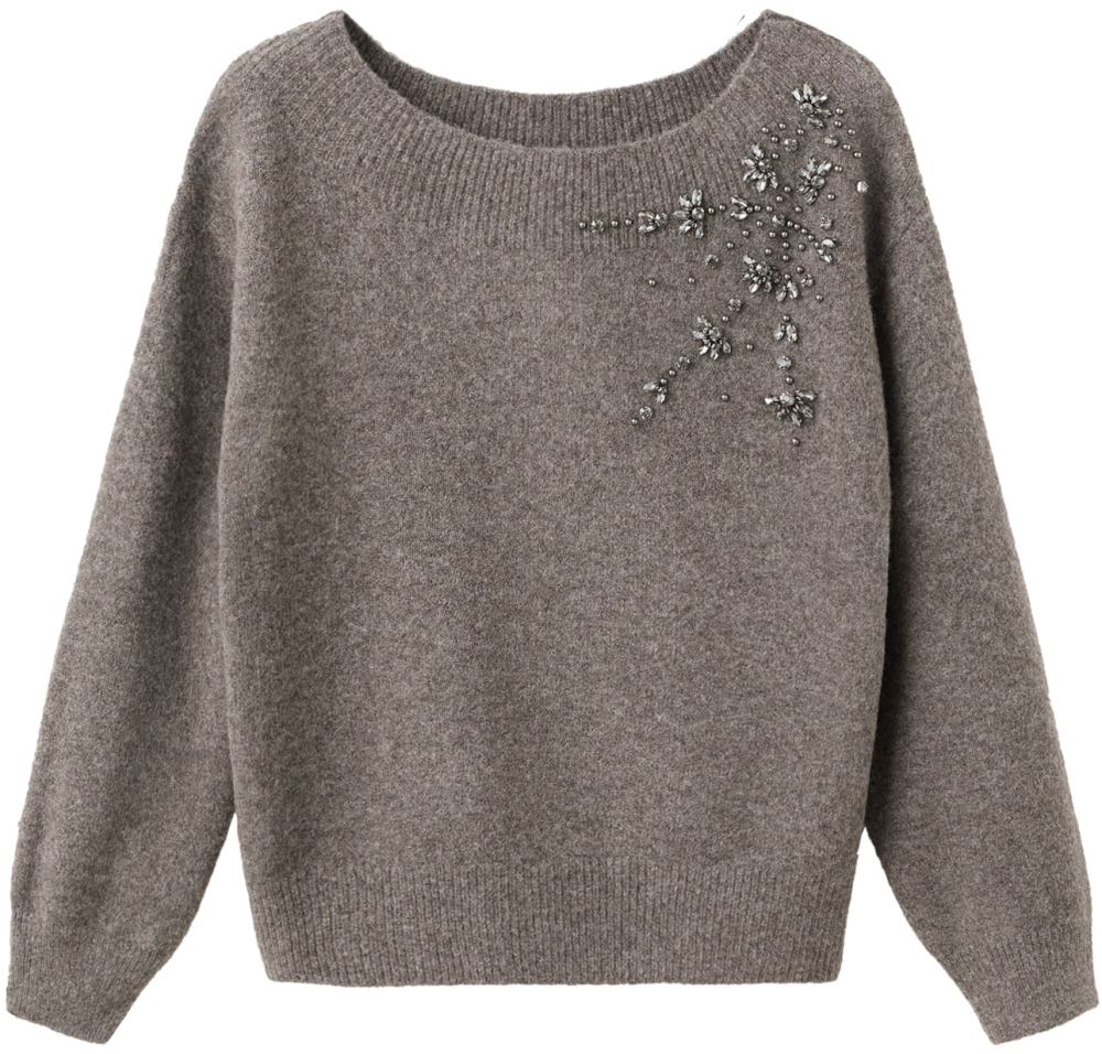 MANGO Sveter 'GARRA'  tmavohnedá