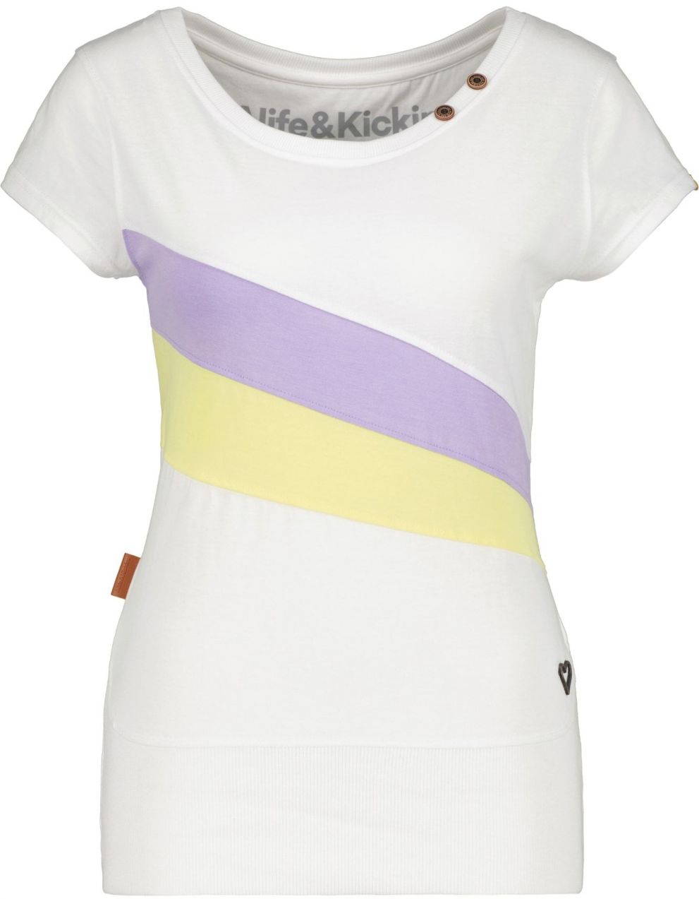 alife & kickin Tričko  svetložltá / levanduľová / biela