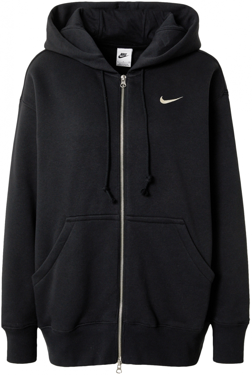 Nike Sportswear Športová bunda 'Phoenix Fleece'  čierna / biela
