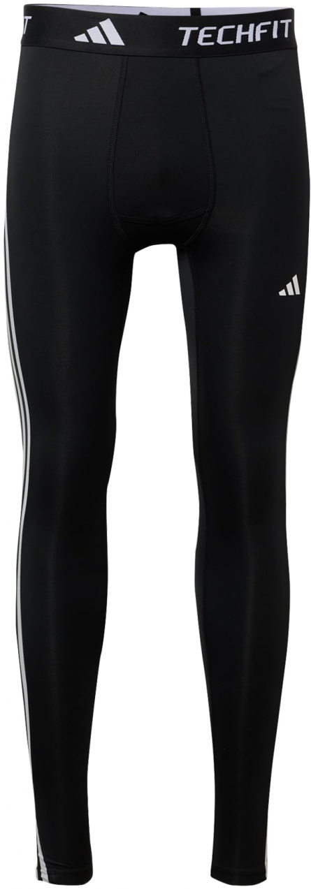 ADIDAS PERFORMANCE Športové nohavice 'TECHFIT Compression Training 3-Stripes Long'  čierna / šedobiela