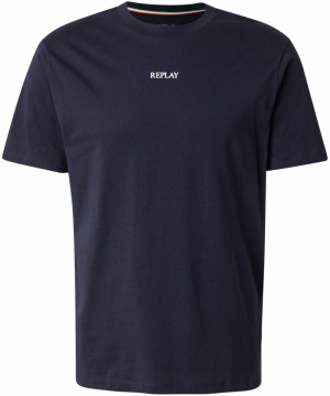 REPLAY Tričko  tmavomodrá / biela