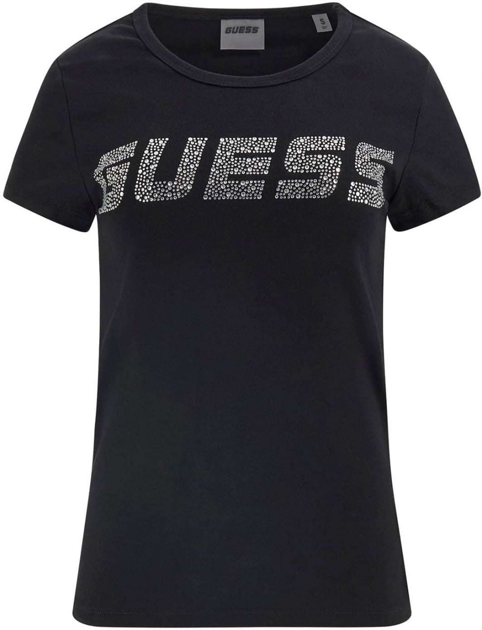 GUESS Funkčné tričko 'KIARA'  čierna / strieborná