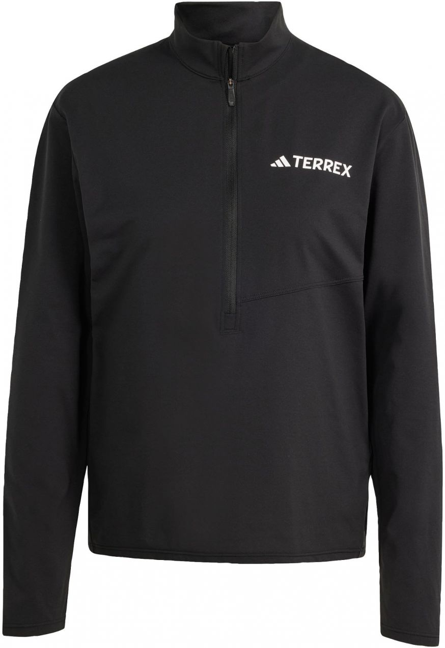 ADIDAS TERREX Funkčné tričko 'Multi Climacool 1/2 Zip Long Sleeve'  čierna / biela