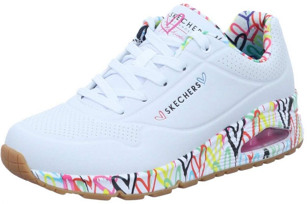 SKECHERS Nízke tenisky 'Uno - Loving Love'  modrá / žltá / ružová / biela