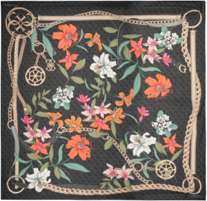 GUESS Šatka 'KEFIAH 130X130'  zelená / tmavooranžová / čierna / biela