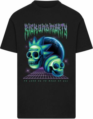 Merchcode Tričko 'Rick & Morty Skull'  kráľovská modrá / svetlozelená / fialová / čierna