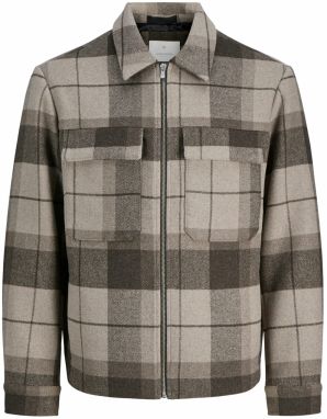 Jack & Jones Premium Prechodná bunda 'JPRBLURUSSEL'  béžová melírovaná / hnedá melírovaná