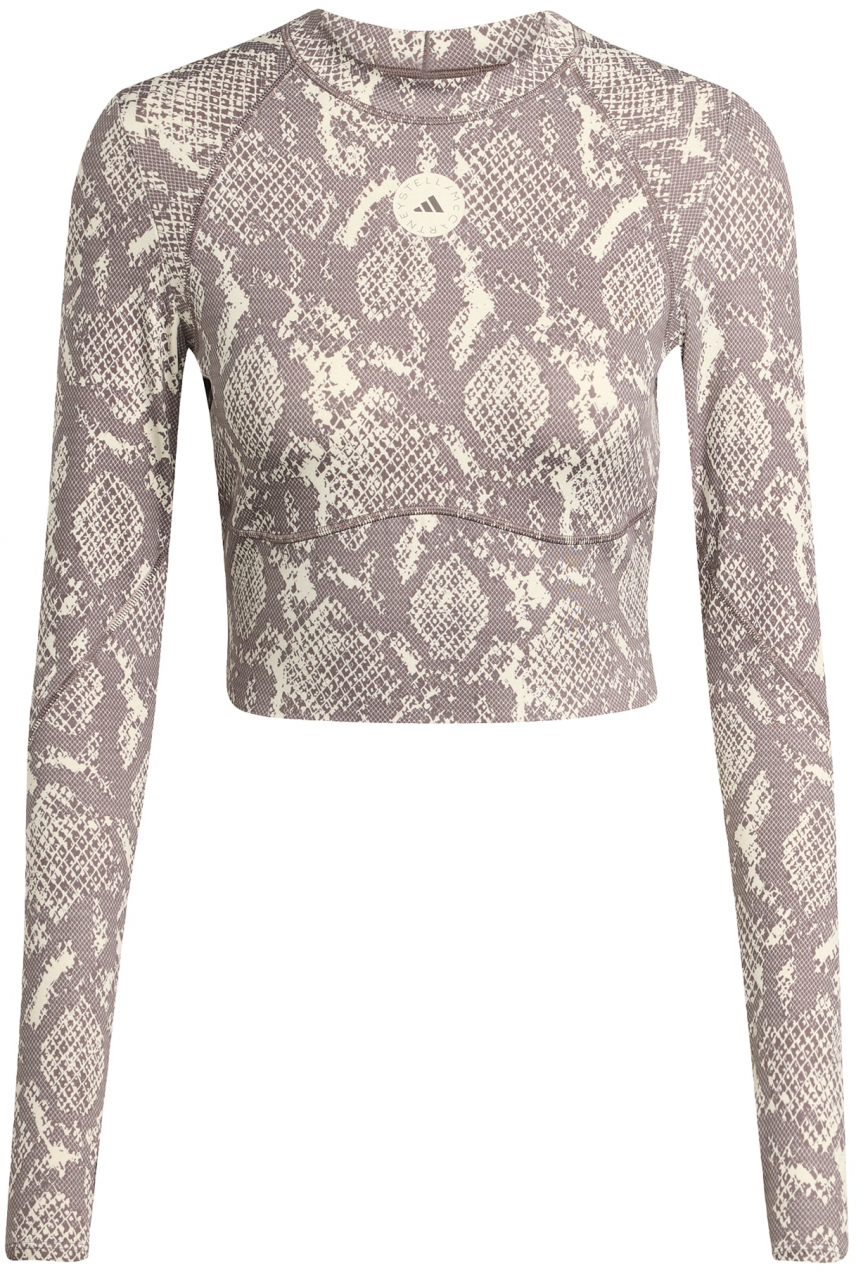 ADIDAS BY STELLA MCCARTNEY Funkčné tričko 'Training Longsleeve Crop'  slonová kosť / farby bahna