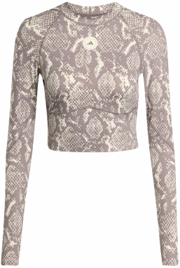 ADIDAS BY STELLA MCCARTNEY Funkčné tričko 'Training Longsleeve Crop'  slonová kosť / farby bahna