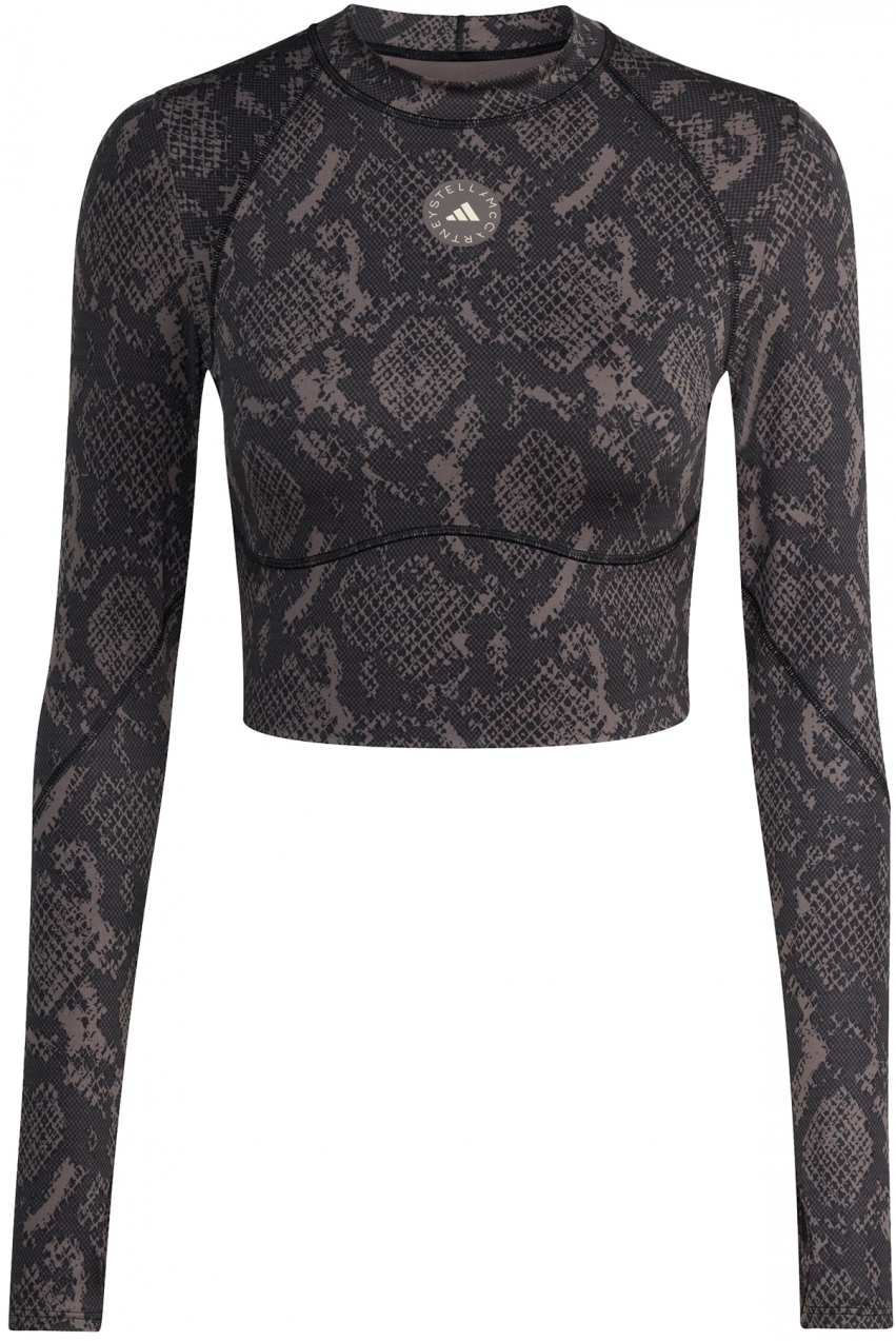 ADIDAS BY STELLA MCCARTNEY Funkčné tričko 'Training Longsleeve Crop'  sivá / tmavosivá