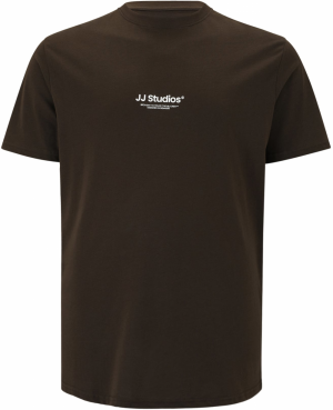 Jack & Jones Plus Tričko 'JJESOHO'  tmavohnedá / biela