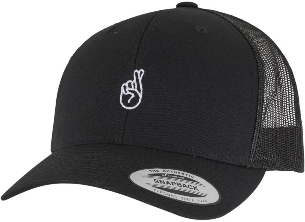 Mister Tee Čiapka 'Crossed Fingers Handsign'  čierna / biela