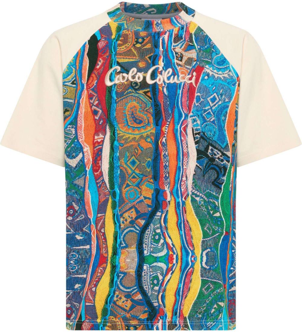 Carlo Colucci Tričko 'Eschfaller'  béžová / modrá / zelená / červená