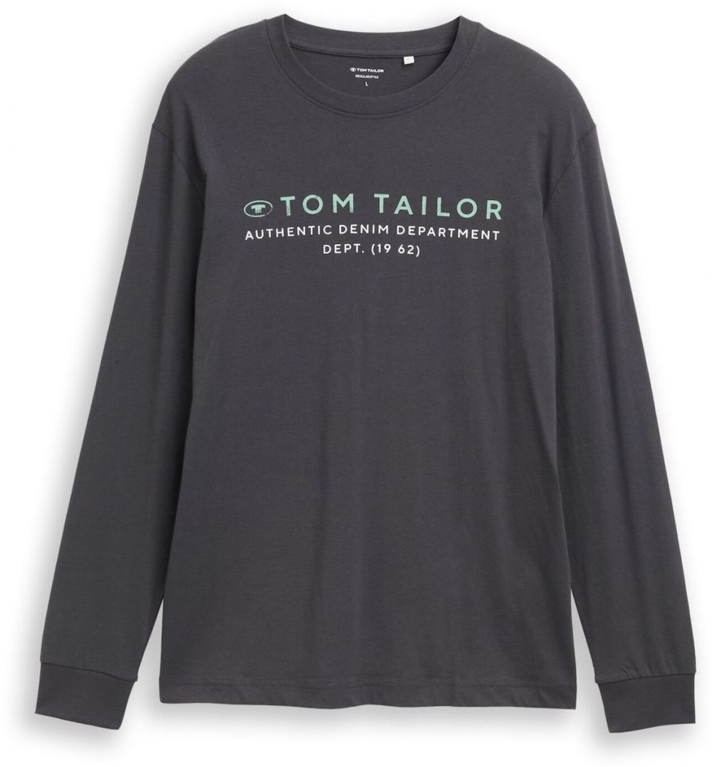 TOM TAILOR Tričko  sivá / zelená / biela