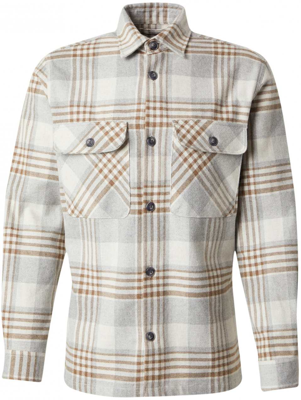 Jack & Jones Premium Košeľa 'RAYLE'  hnedá / sivá / biela